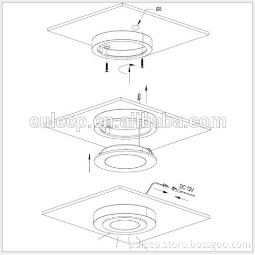 12v led puck light, 2W, ce/saa/ul list driver,anti-dazzle acrylic cover led puck lighting